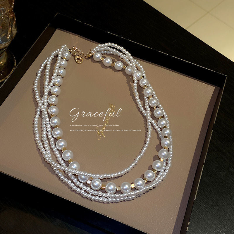 Multi Layered Imitation Pearl Beads Clavicle Chain Necklace