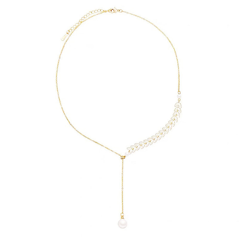 Wheat Chain Pearl Pendant Necklace