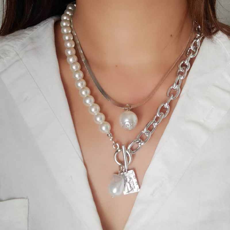Punk Jewelry Cuban Baroque Pearl Pendant Necklaces