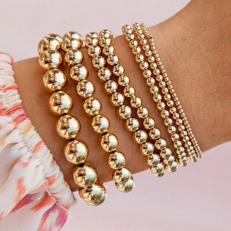 Metallic round beads layer bracelet