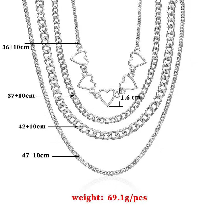Geometric Chain Choker Necklace Hollow Heart