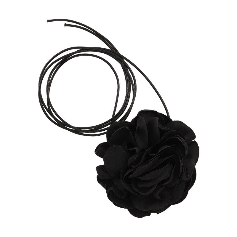 Retro Fabric Satin Rose Flower Necklace