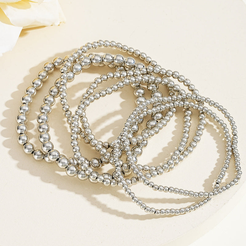 Metallic round beads layer bracelet
