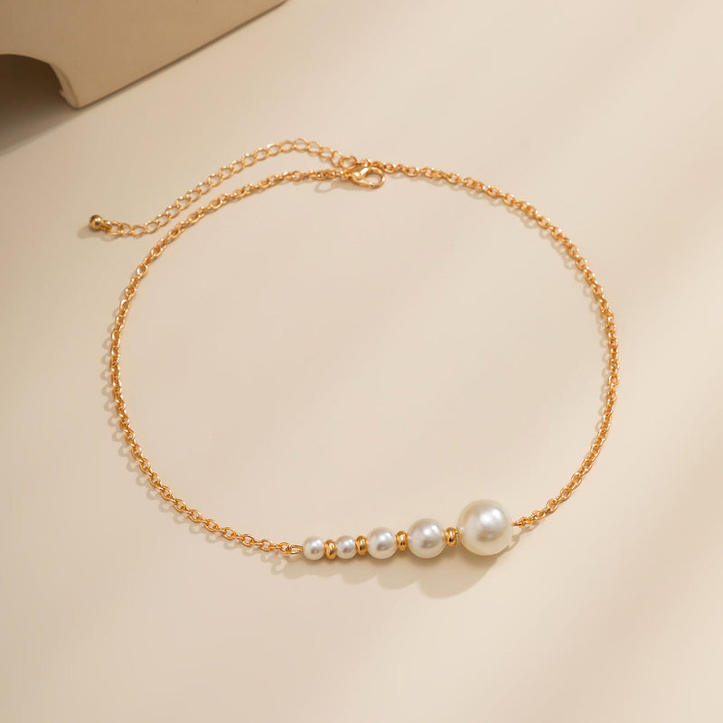 Elegant 5 Beaded Pearl Chain Necklace