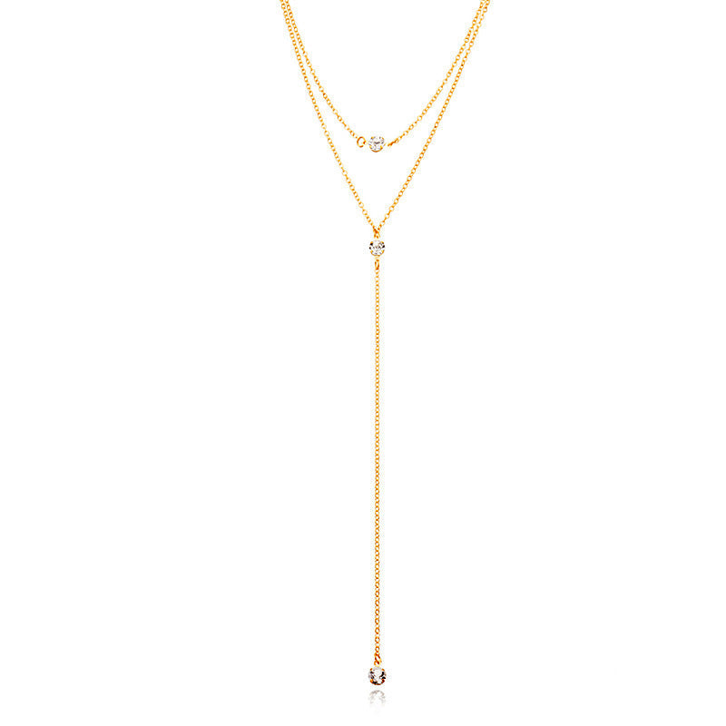 White Crystal Chain Necklace for Women