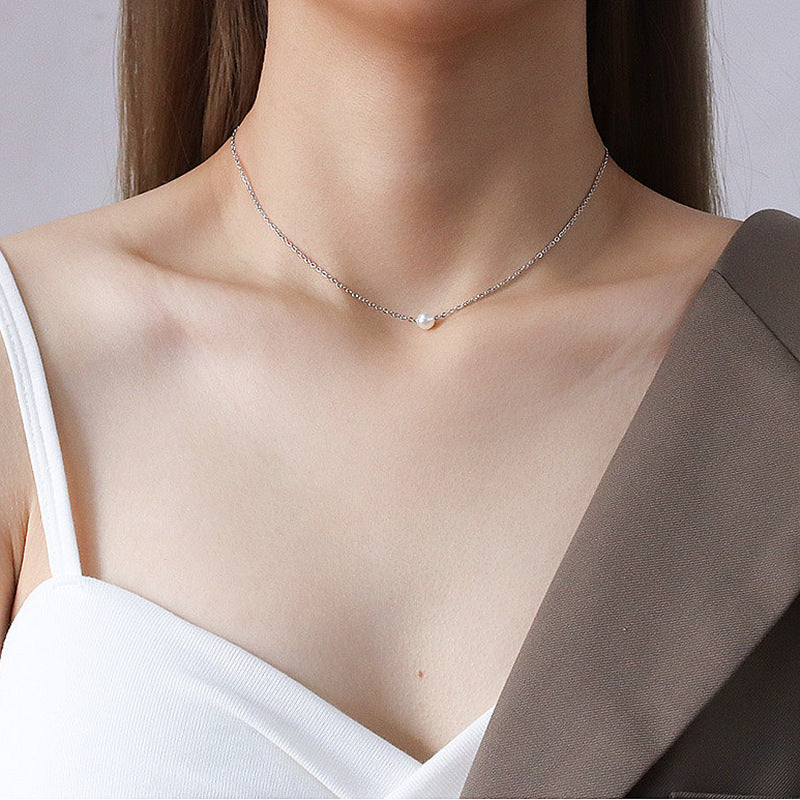 Floating Pearl Choker Necklace Women