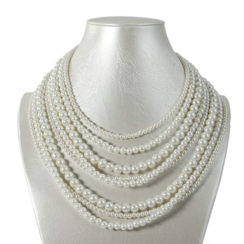 Vintage Layered Necklace Faux Pearl Strand Costume Jewelry