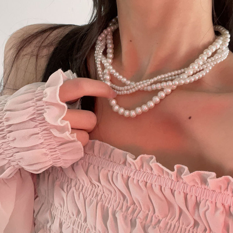 Pearls Jewelry Multilayer Pearl Necklace for Women