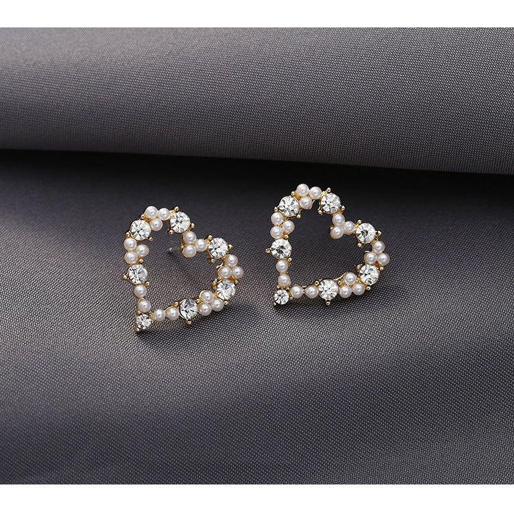 Sweet Little love Pearl Rhinestone Earrings