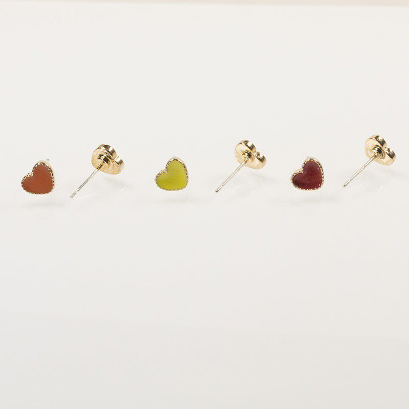 Red Heart Stud Earrings for Women