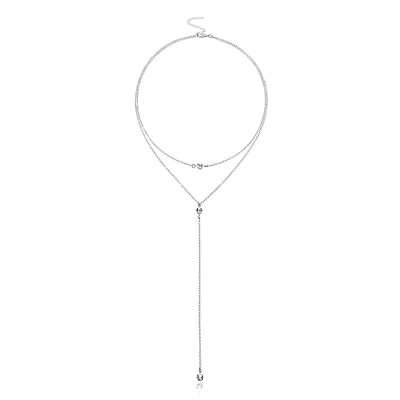 White Crystal Chain Necklace for Women