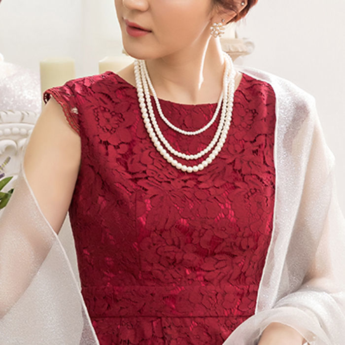 Multi-layer beaded long pearl necklace