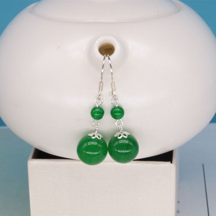 Natural Woman Gems Round Bead Dangle Ball Earring