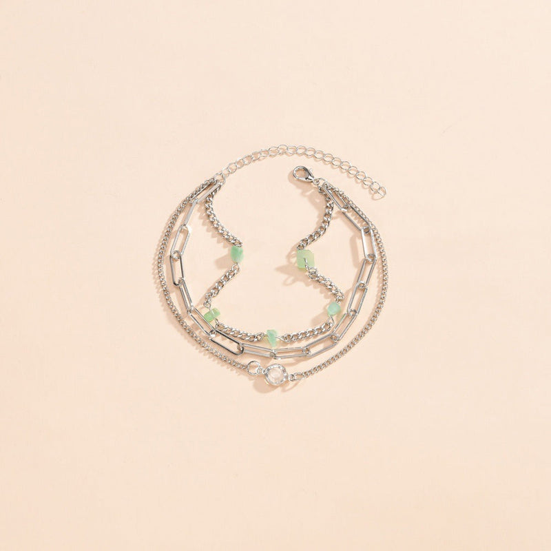Multi-Layered Nature Stone Anklet Jewelry