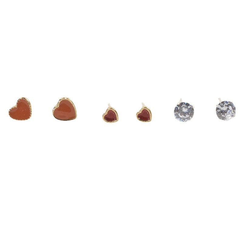 Love zircon stud earrings set