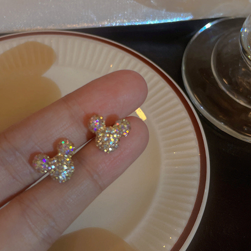 Full Rhinestone Mouse Stud Earrings