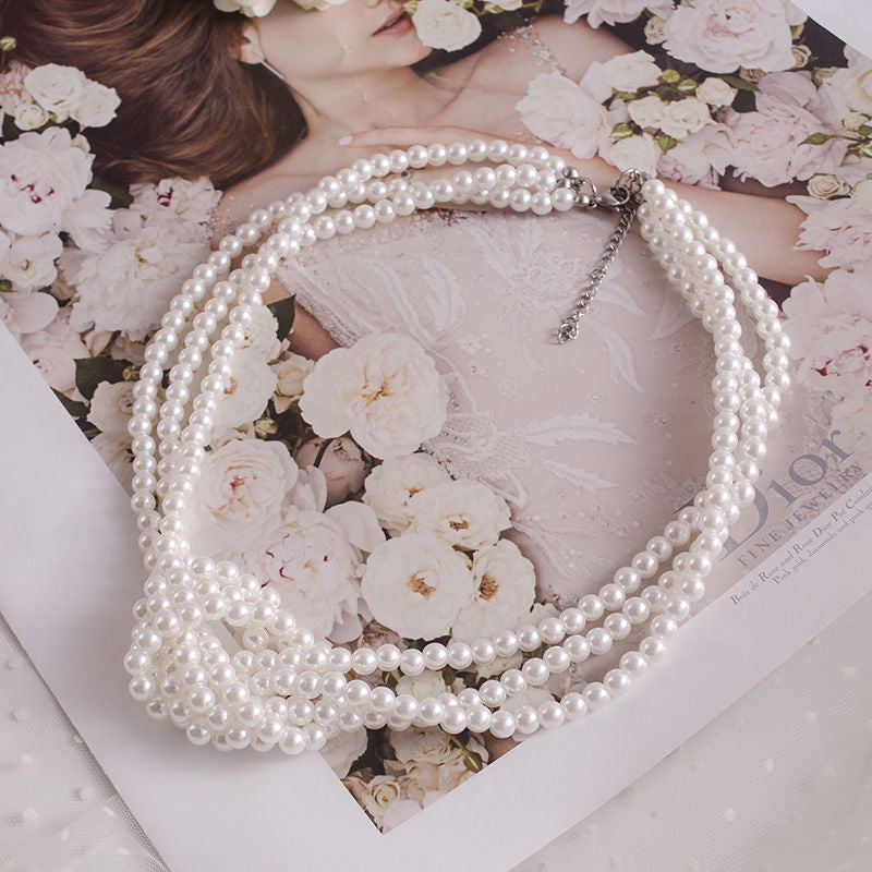 Pearl Twisted Knot Short Choker Necklaces