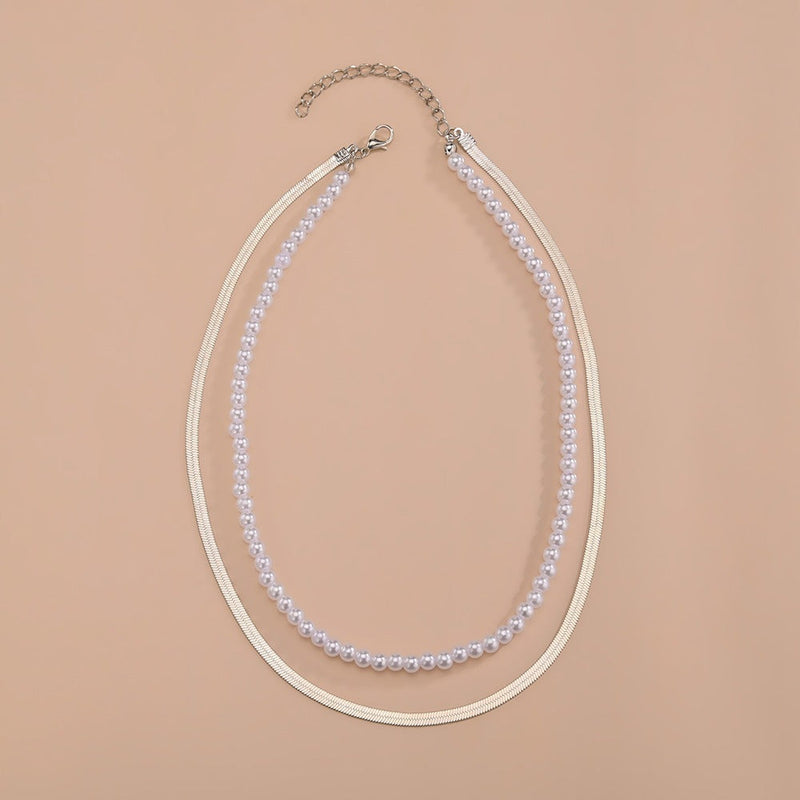 Multi Pearl Layer Chain Choker Necklaces