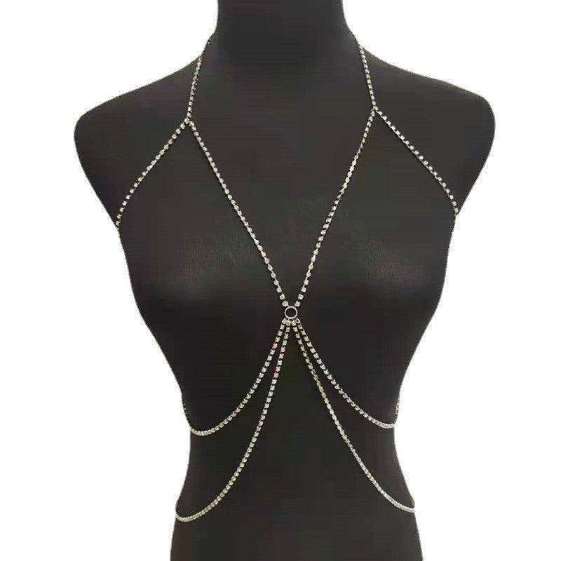 Crystal Rhinestone Multi Layer Neck Body Bikini Lingerie Chain