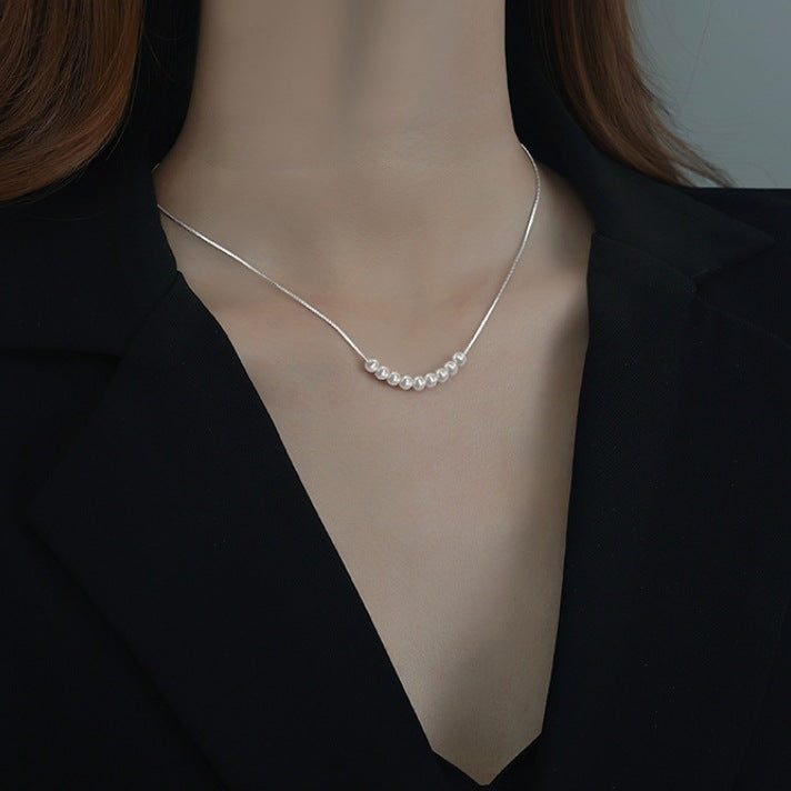 Pearl Pendant Wire Chain Necklace