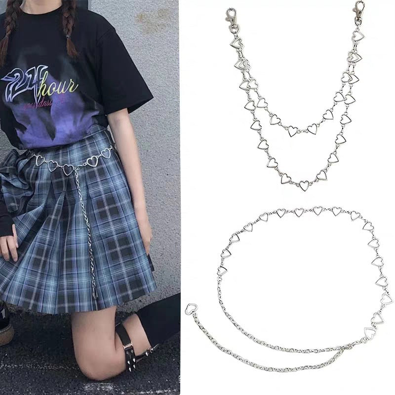 Double Chain Love Waist Chain Hip Hop Heart Pants Chain