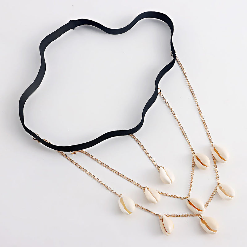 Women Jewelry Multi-layer Tassel Shell Pendant Thigh Chain