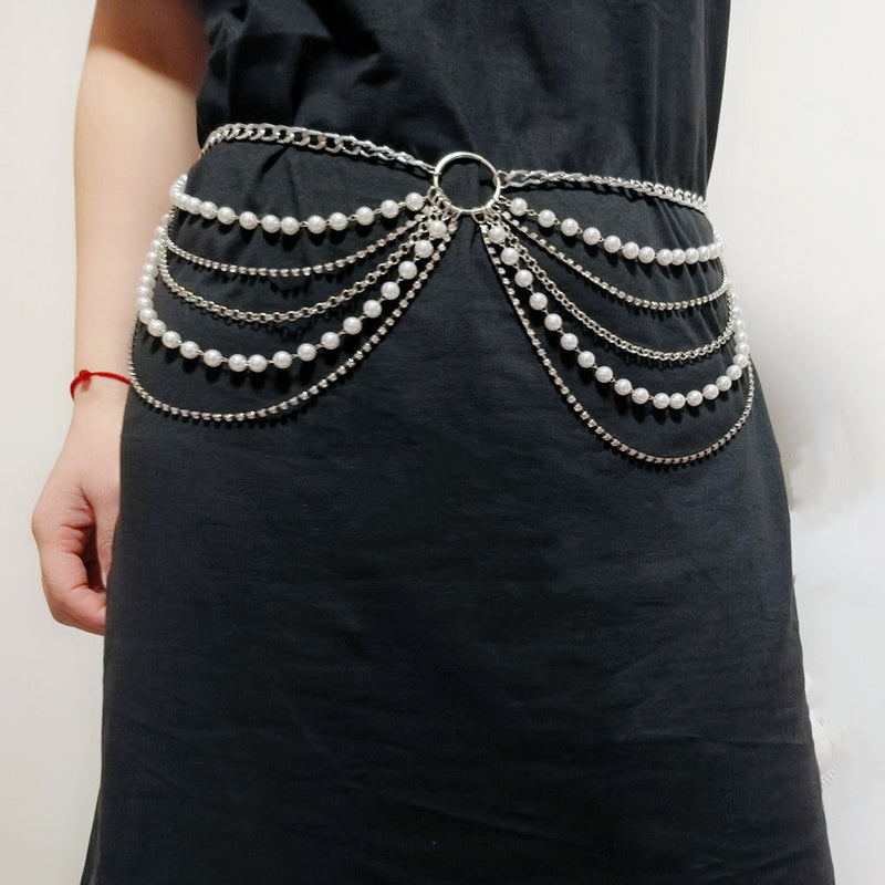 Pearl Dress Belt Female Multilayer Waist Chain Belt