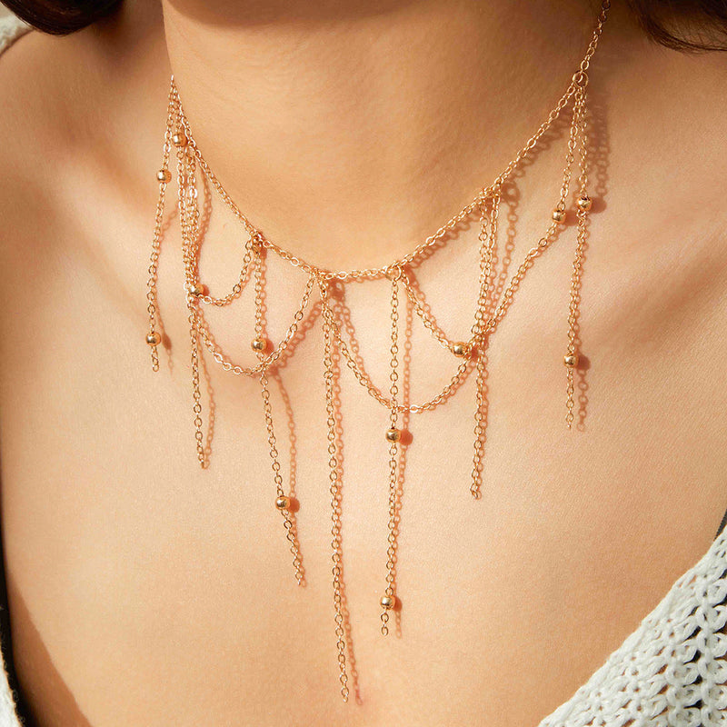 Bohemian Style Natural Macadamia Tassel Clavicle Necklace