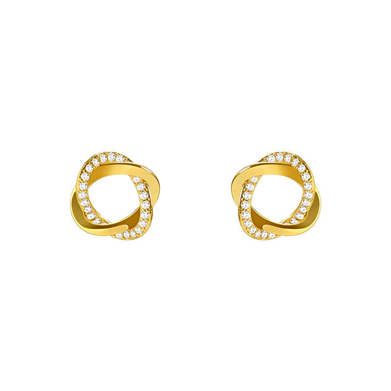Twist Hollow Round Rhinestone Stud Earring