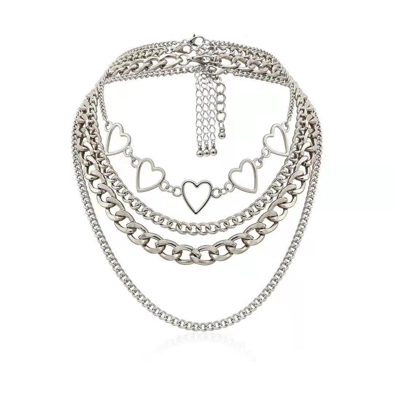 Geometric Chain Choker Necklace Hollow Heart