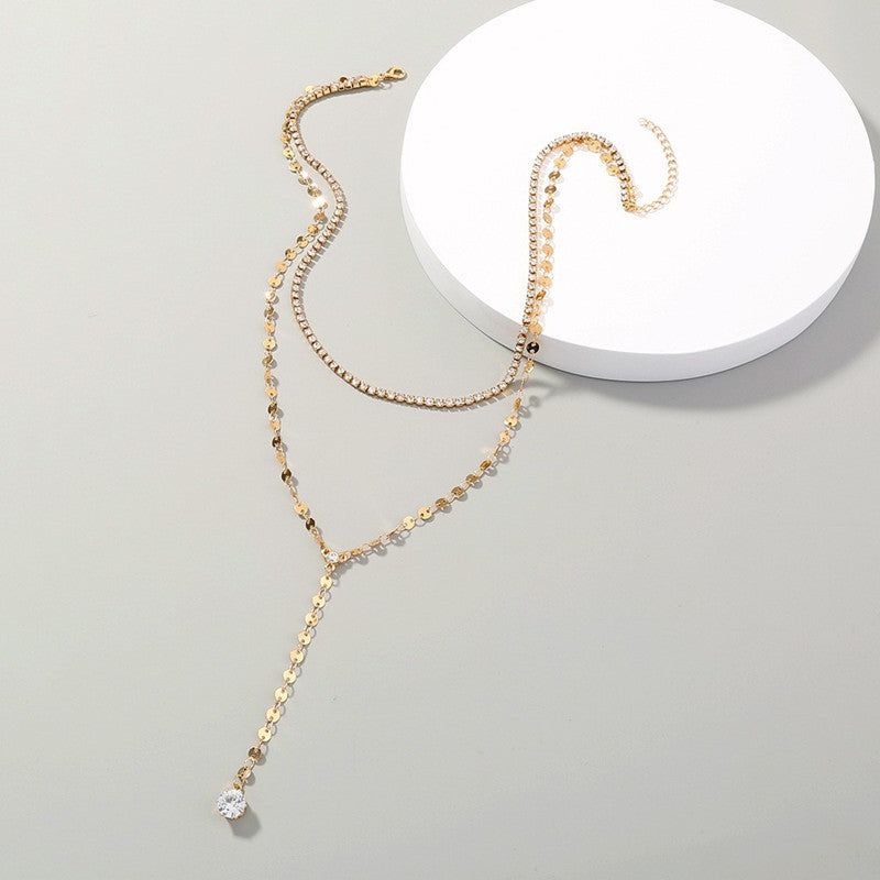Layered Disc Long Necklace