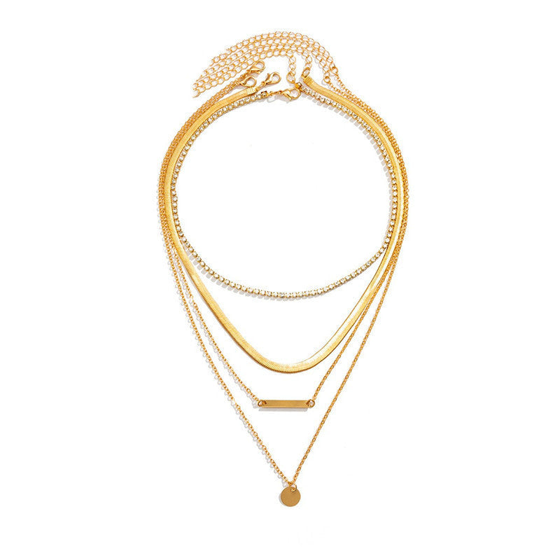 Multi Layer Rhinestone Chain Necklace Set