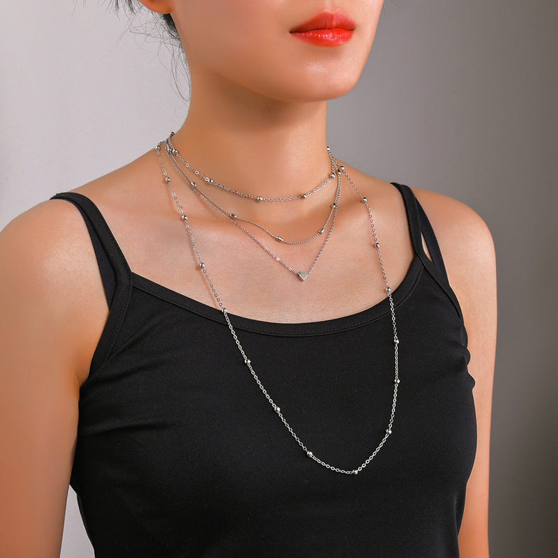 Fashion Jewelry Heart Pendant Chain Layered Set Necklace