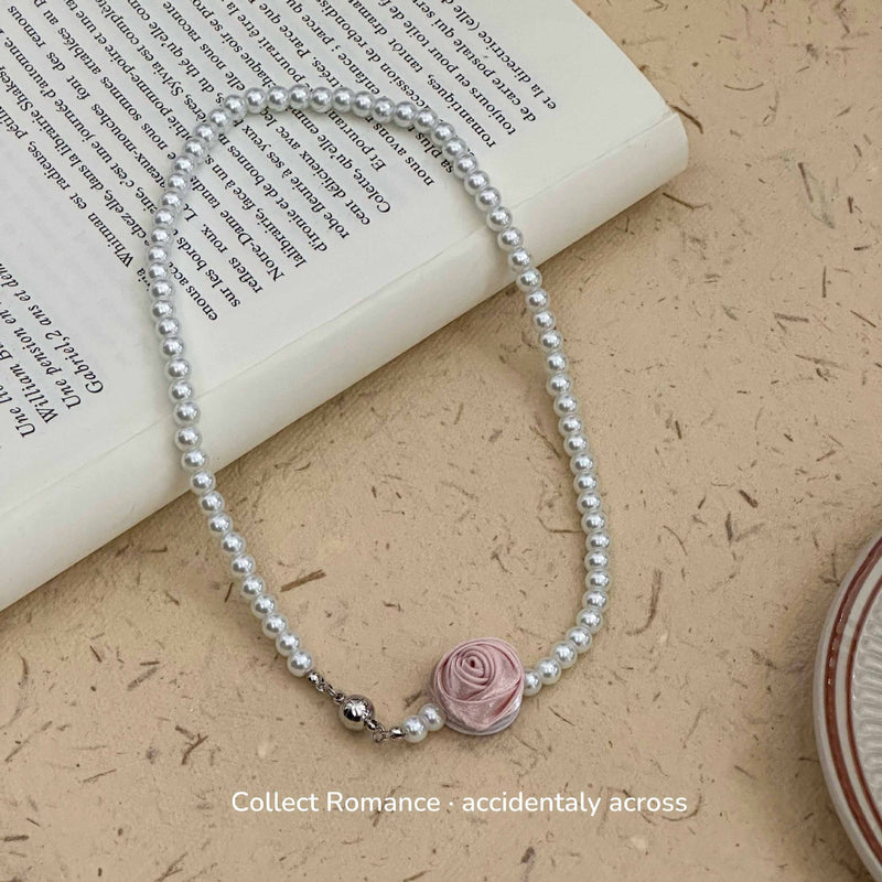 Fashion Rose Flower Pearl Necklace