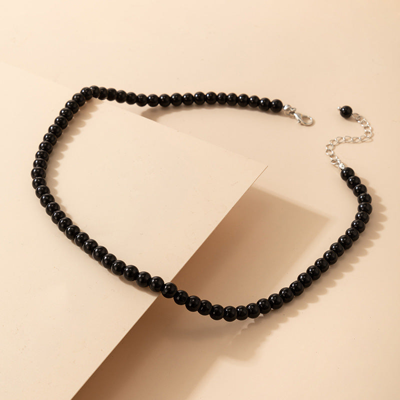 Black Glass Beads Necklace