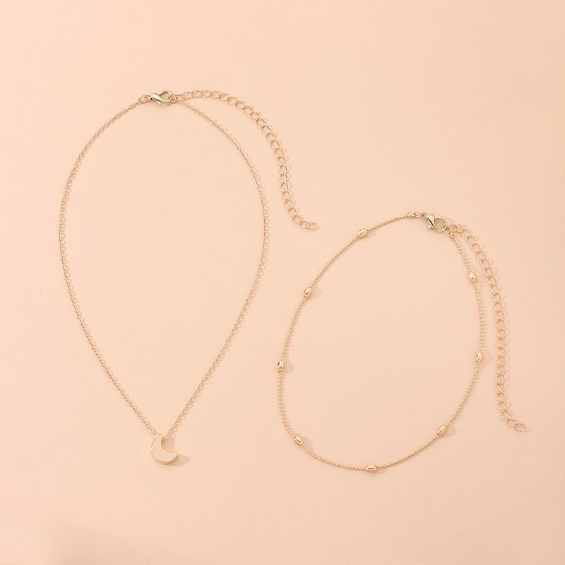 Moon Charm Double Layer Necklace