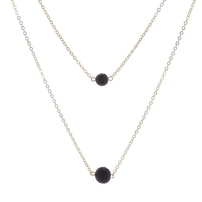 Black Glass Bead Pendant Necklace