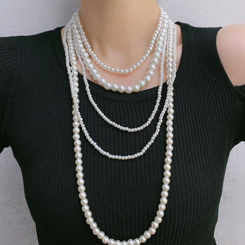Ladies Multi Layer Necklace Pearl Bead Chain Design