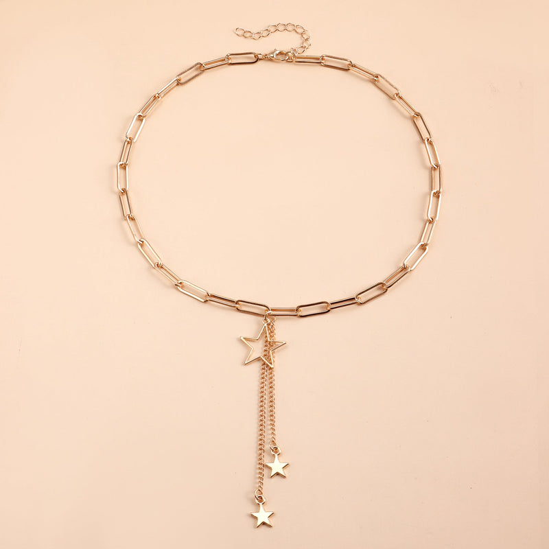 Star Paperclip Chain Pendant Necklace