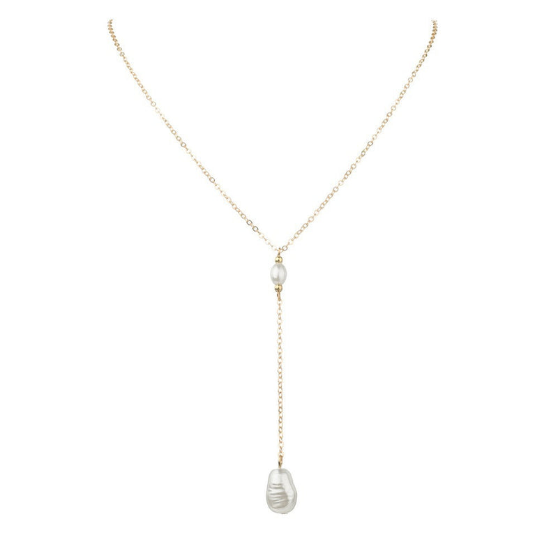 Women Pearl Sweater Chain Necklace