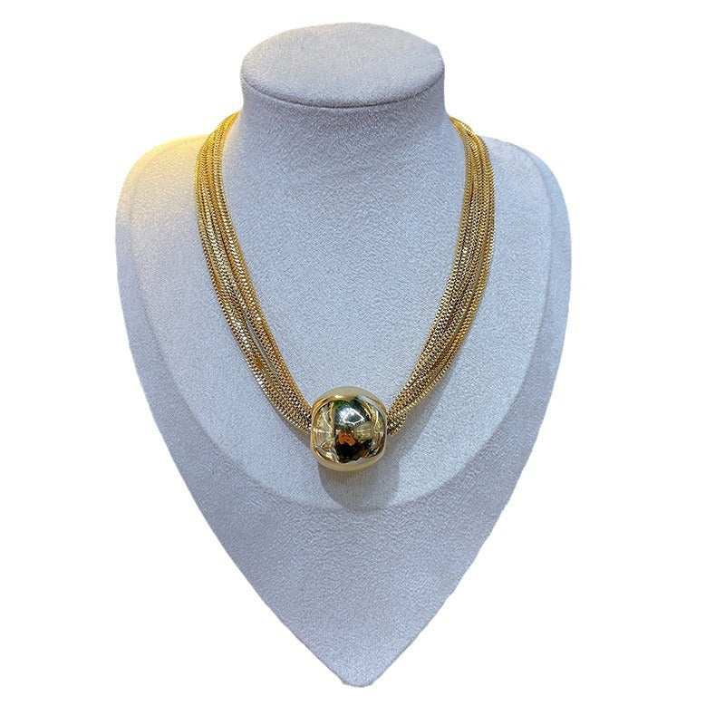 Exaggerated Metal Large Round Ball Beads Choker Necklace