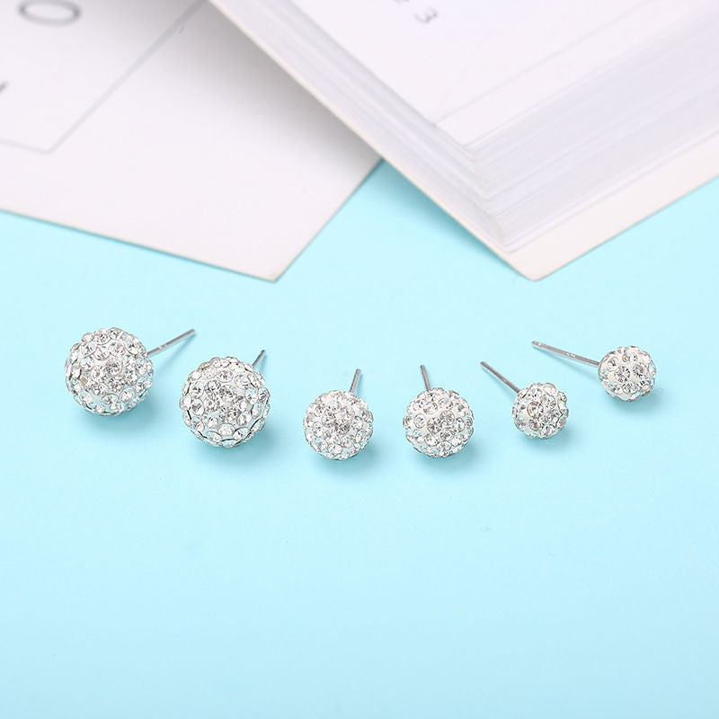 Crystal Rhinestones Round Ball Stud Earrings