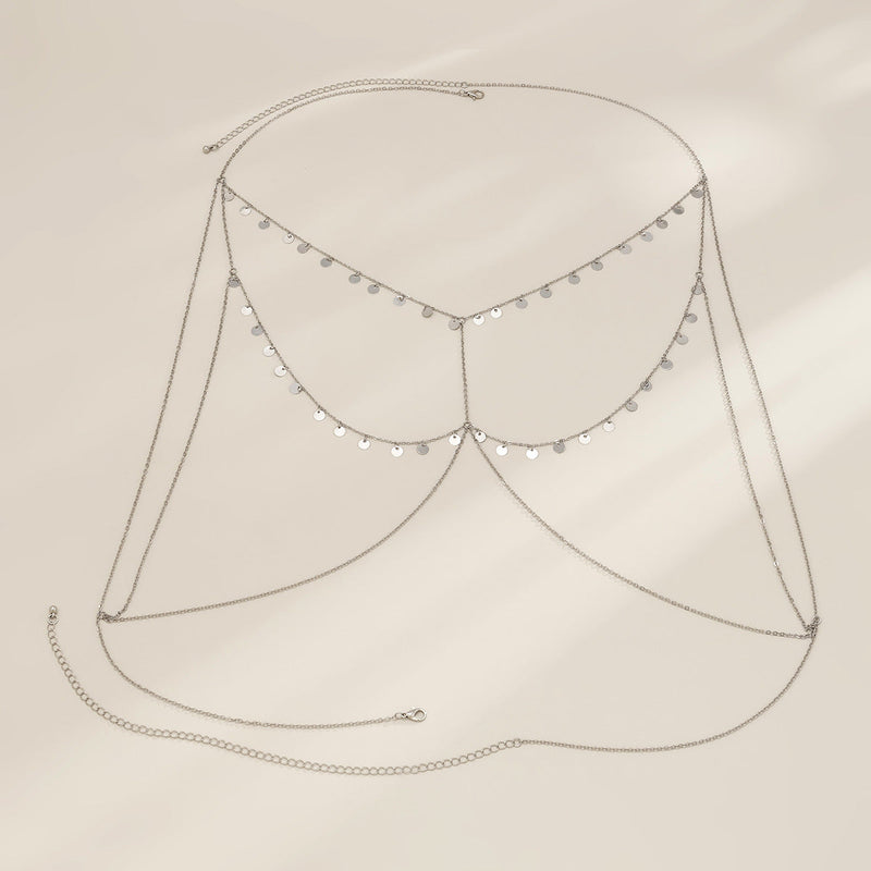 Layer Round Tassel Chest Chain