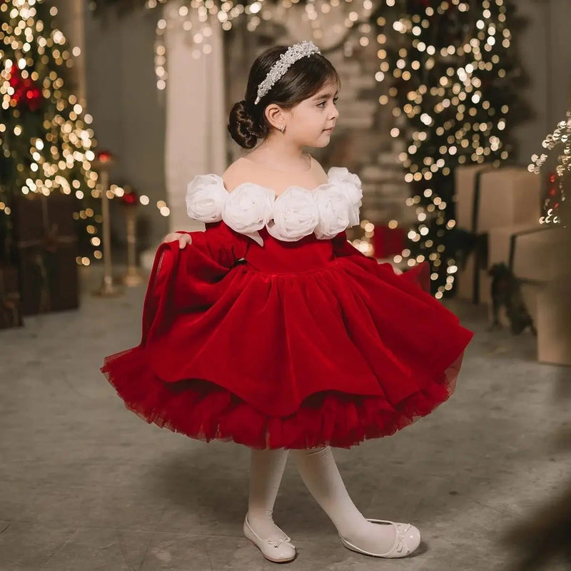 Christmas Princess Dress Children Autumn Long Sleeve Retro