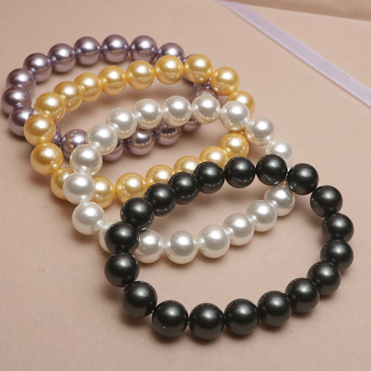 Elastic Beaded Shell Pearl Bracelet