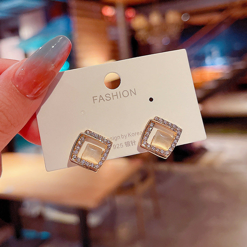 Opal Earrings Geometric Square