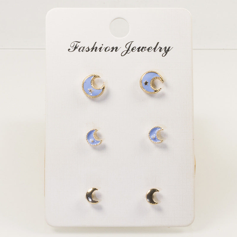 Star Moon Stud Earrings Set