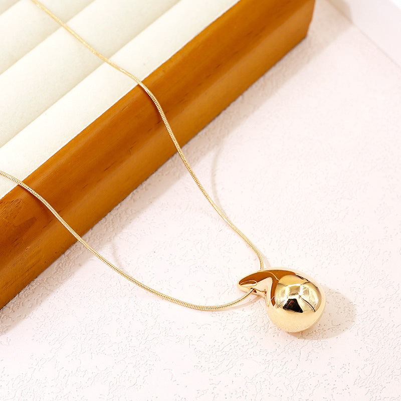 Women Paperclip Long Chain Necklace Teardrop Pendant
