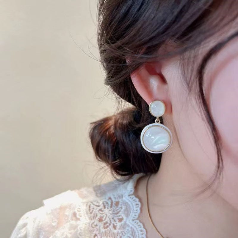 Double Layer Opal round Earrings