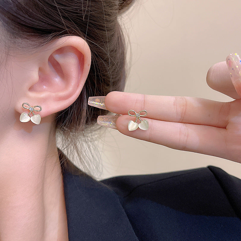 Flower Opal Bow Stud Earrings